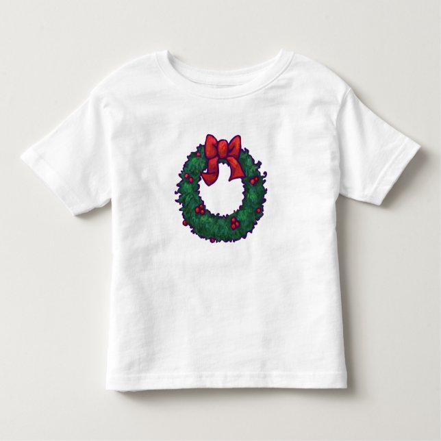 Camiseta Infantil Cute Holly Wreath com Arco Vermelho (Frente)