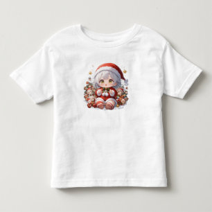 Camiseta Infantil Cute Kawaii Chibi Garota Anime Bebe Natal