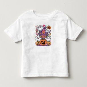 Camiseta Infantil Cute Kawaii Halloween Fantasmas Felizes & Abóbo