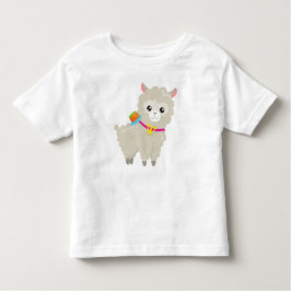 Camiseta Infantil Cute Llama, Alpaca, Pequeno Llama, Llama Com Chapé