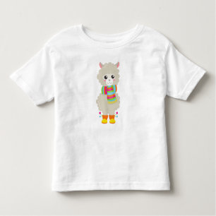 Camiseta Infantil Cute Llama, Little Llama, Alpaca, Llama Com Scarf