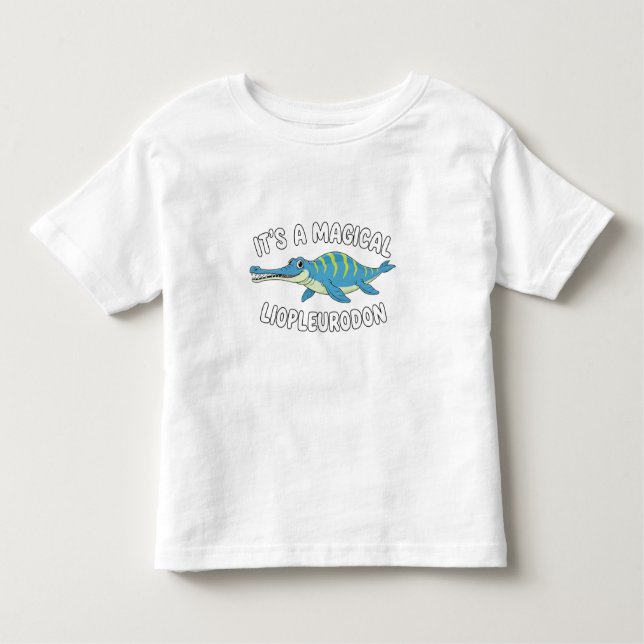 Camiseta Infantil Cute Magical Liopleurodon Fantasy Prehistoric Ocea (Frente)
