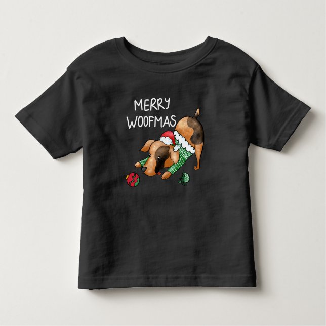 Camiseta Infantil Cute Merry Woofmas Natal Cachorro (Frente)