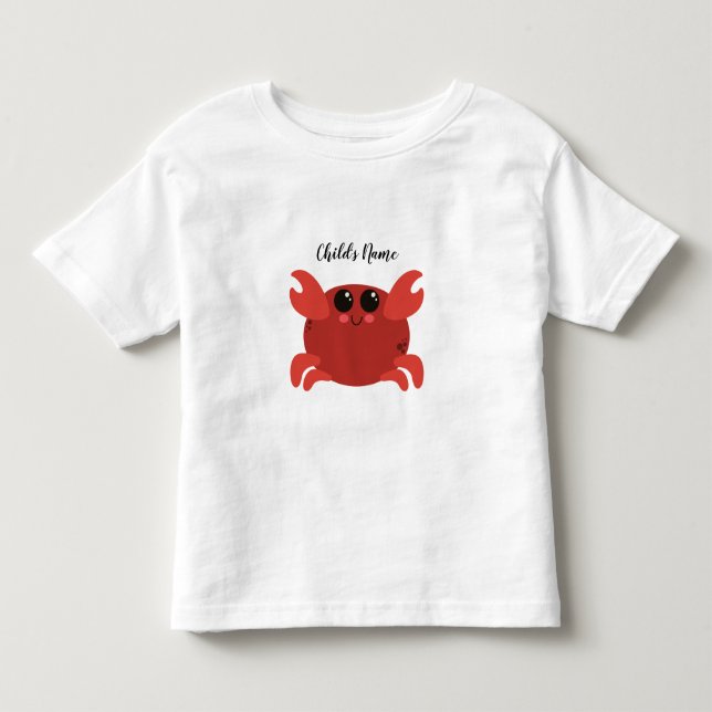 Camiseta Infantil Cute Ocean Crab with Custom Name (Frente)