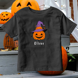 Camiseta Infantil Cute Orange Jack O Lanterna Pumpkin Nome do Dia da