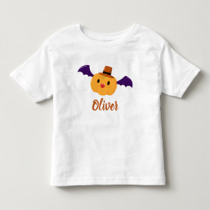 Camiseta Infantil Cute Orange Pumpkin Nome Personalizado Halloween