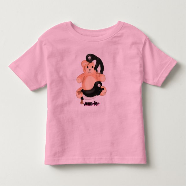 Camiseta Infantil Cute penguin and bear t-shirt design for toddlers (Frente)