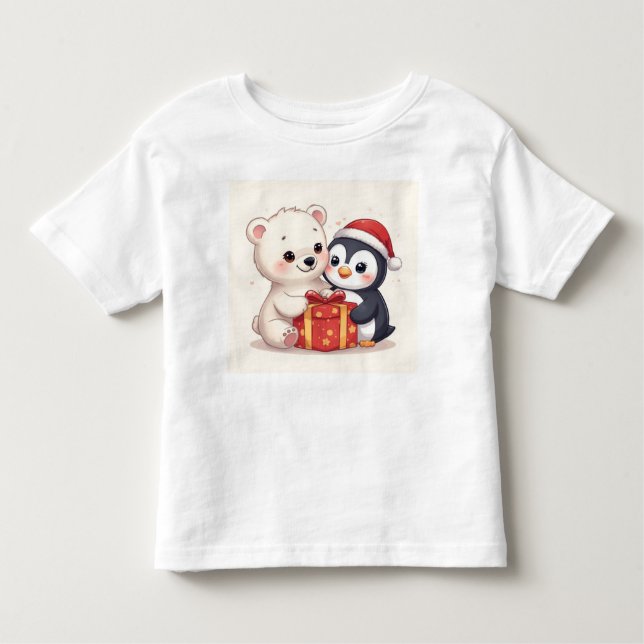 Camiseta Infantil Cute Polar Bear Penguin Baby Jersey Tee (Frente)