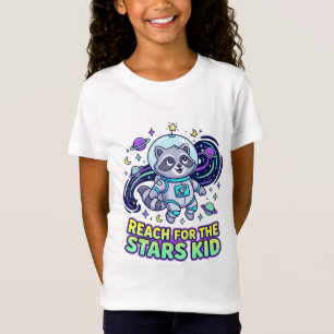 Camiseta Infantil Cute Raccoon Reach For The Stars