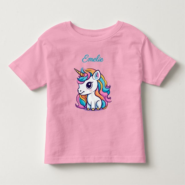 Camiseta Infantil Cute Rainbow Unicorn (Frente)