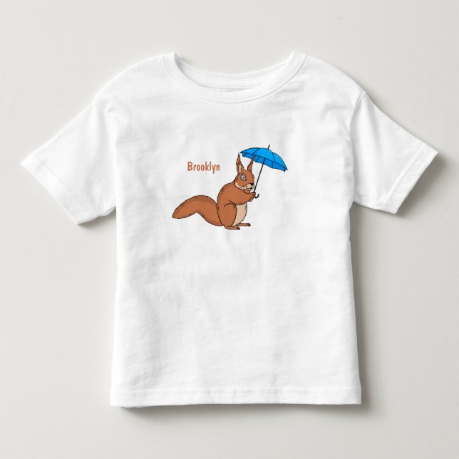 Camiseta Infantil Cute red squirrel with umbrella cartoon (Frente)