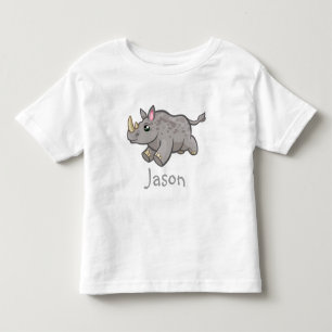 Camiseta Infantil Cute Rhino Willife Selgle Animal Kids Name Shirt
