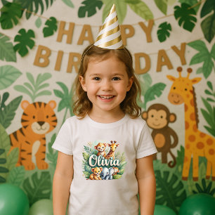 Camiseta Infantil Cute Safari Animal Olivia Kids Tee