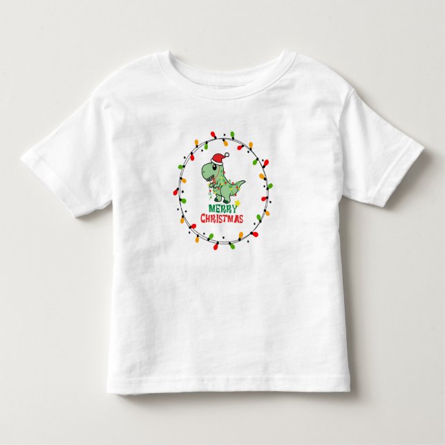 Camiseta Infantil Cute Santa Dino Merry Christmas (Frente)