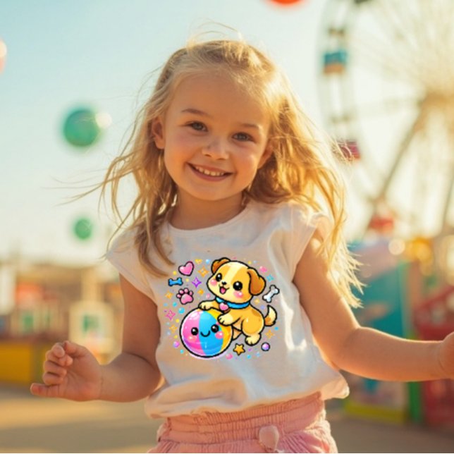 Camiseta Infantil Cute Sparkle Puppy Y2K Toddler Tee (Criador carregado)