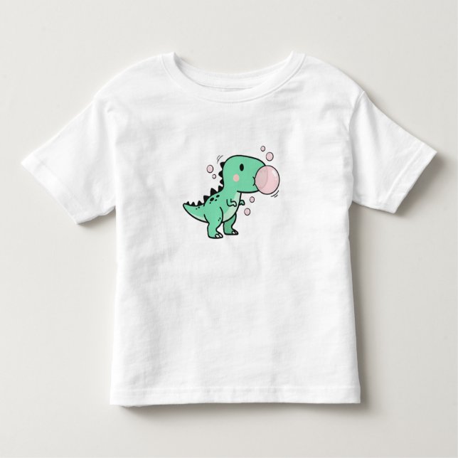 Camiseta Infantil Cute T-Rex Blowing Bubble Gum for Kids Birthday (Frente)