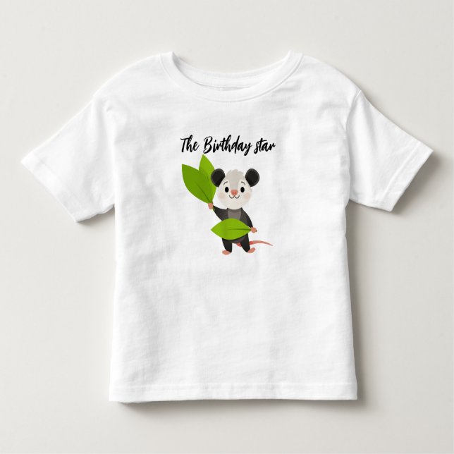 Camiseta Infantil Cute The Birthday Star Woodland Opossum Birthday (Frente)