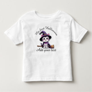 Camiseta Infantil Cute Witch Cat – Kawaii Halloween Toddler Shirt