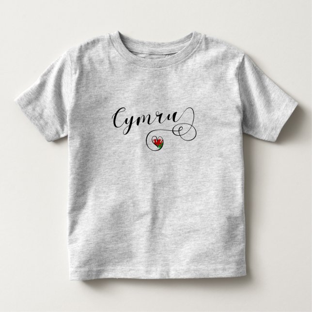 Camiseta Infantil Cymru Wales Flag In Heart (Frente)