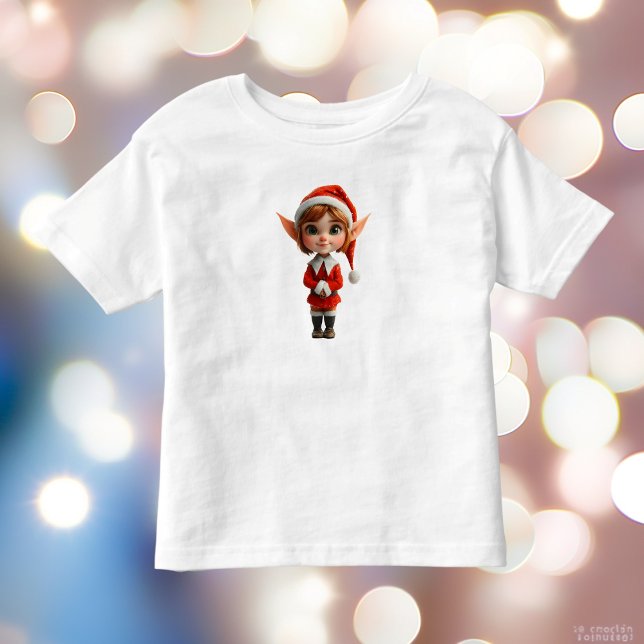 Camiseta infantil da menina animada duende de Nata (Criador carregado)