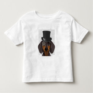 Camiseta Infantil Dachshund, Chapéu Formal e Chapéu
