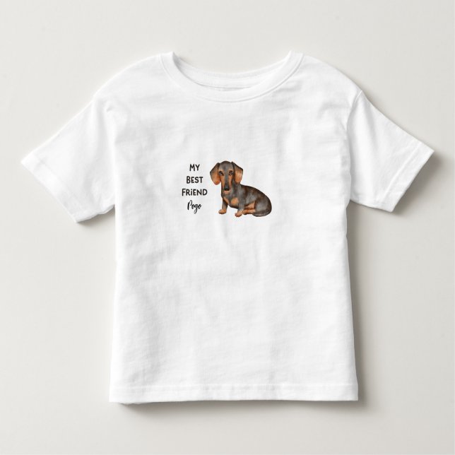 Camiseta Infantil Dachshund Meu Melhor Amigo Nome Personalizado De P (Frente)