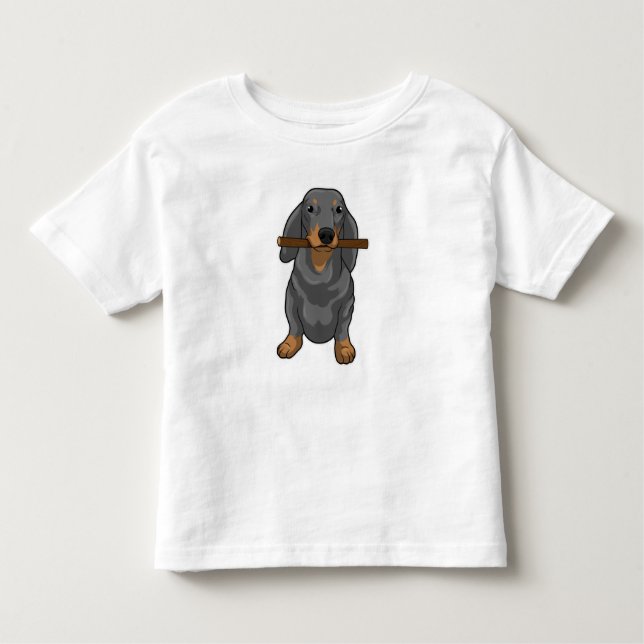 Camiseta Infantil Dachshund Stick (Frente)