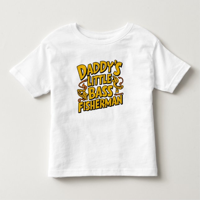Camiseta Infantil Daddys Little Bass Pescador (Frente)
