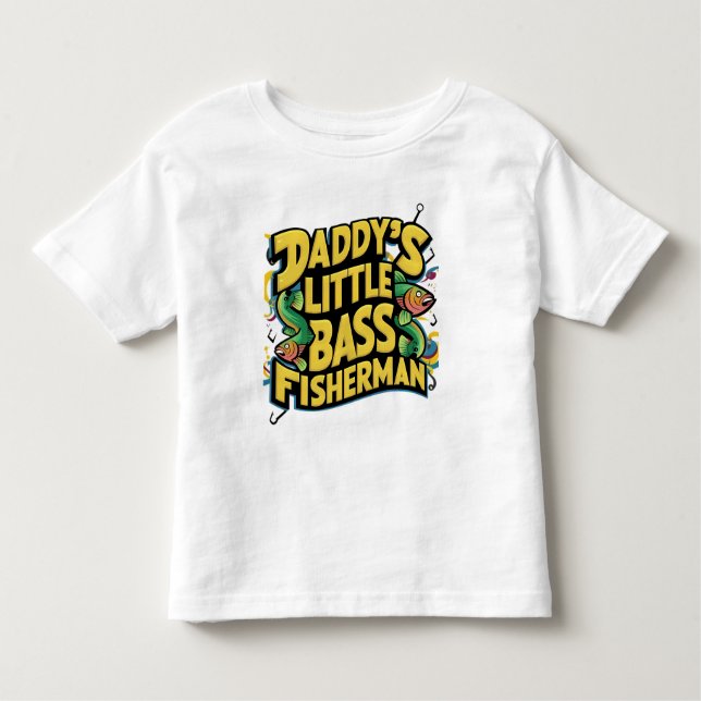 Camiseta Infantil Daddys Little Bass Pescador (Frente)
