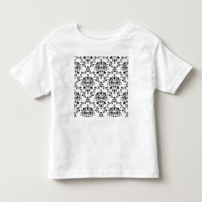 Camiseta Infantil Damasco branco e preto (Frente)