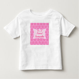Camiseta Infantil Damasco Rosa É uma Irmã Nome Crianças Personalizad