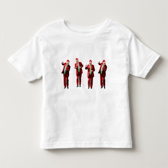 Camiseta Infantil Dançando Donald Trump Christmas MAGA (Frente)