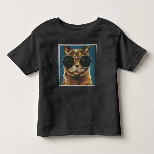 Camiseta Infantil Dapper Animal | Gatinho De Óculos De Sol (Frente)