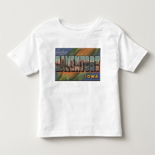 Camiseta Infantil Davenport, Iowa (milho) - grandes cenas da letra (Frente)