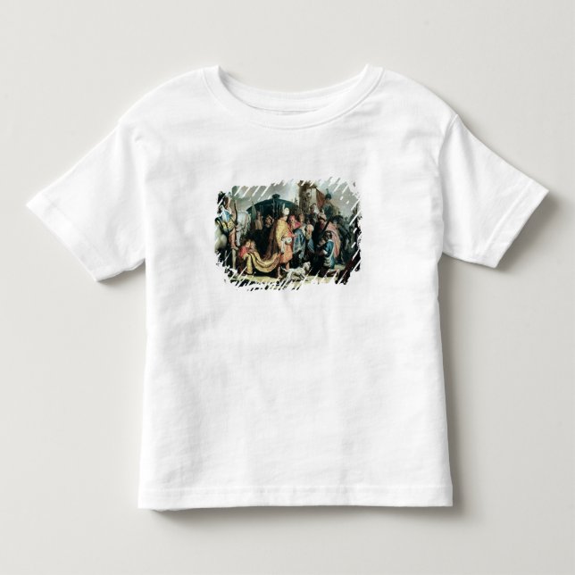 Camiseta Infantil David que oferece a cabeça de Goliath ao rei Saul (Frente)