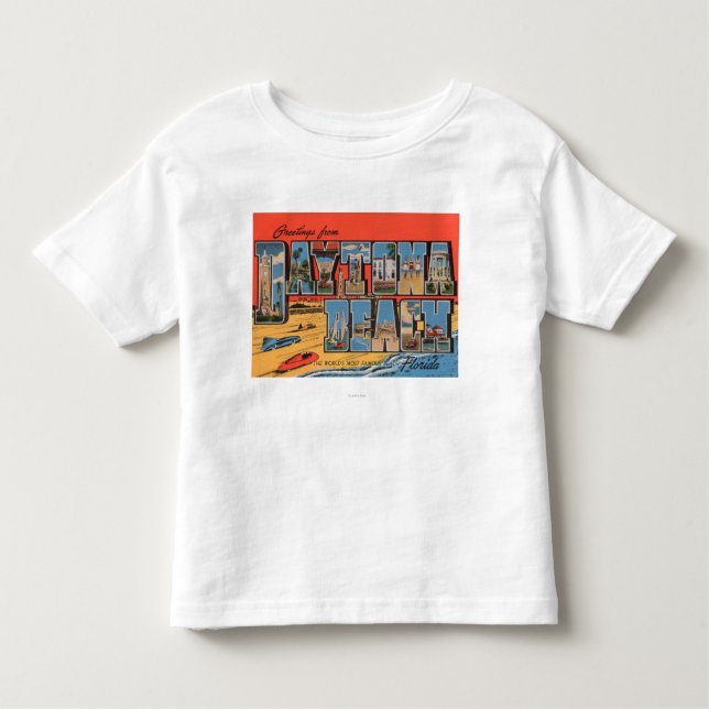 Camiseta Infantil Daytona Beach, Florida - grandes cenas da letra (Frente)