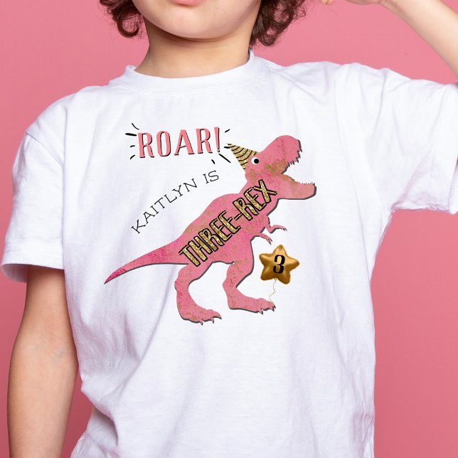 Camiseta infantil de 3º aniversário do dinossauro  (Criador carregado)