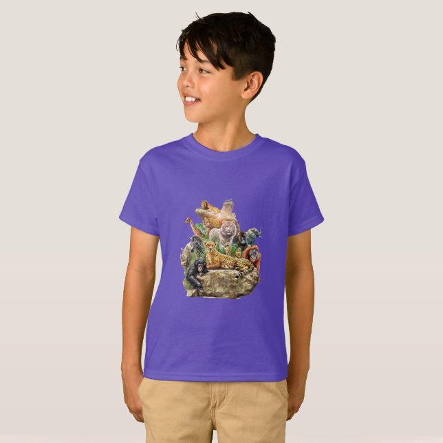 Camiseta infantil de animais estaciona para garoto (Frente Completa)