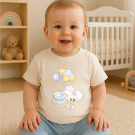 Camiseta infantil de aniversário de cordeiro em aq
