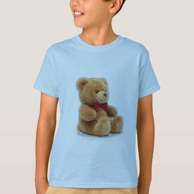 Camiseta Infantil de Arte de Urso de Pelúcia Cláss (Frente)