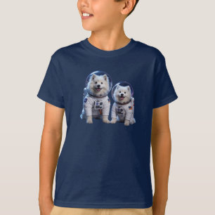Camiseta Infantil de Astronauta Fofo Samoyed