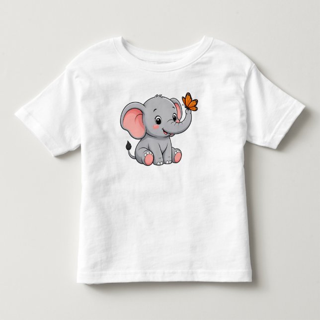 Camiseta Infantil de Bebê Elefante Fofo com Borbol (Frente)