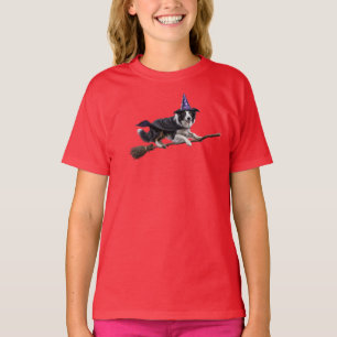 Camiseta Infantil de Bruxa Border Collie Fofa