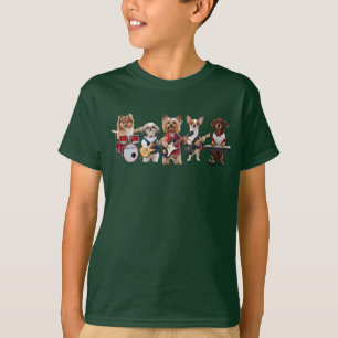 Camiseta Infantil de Cachorro Fofo Banda de Rock