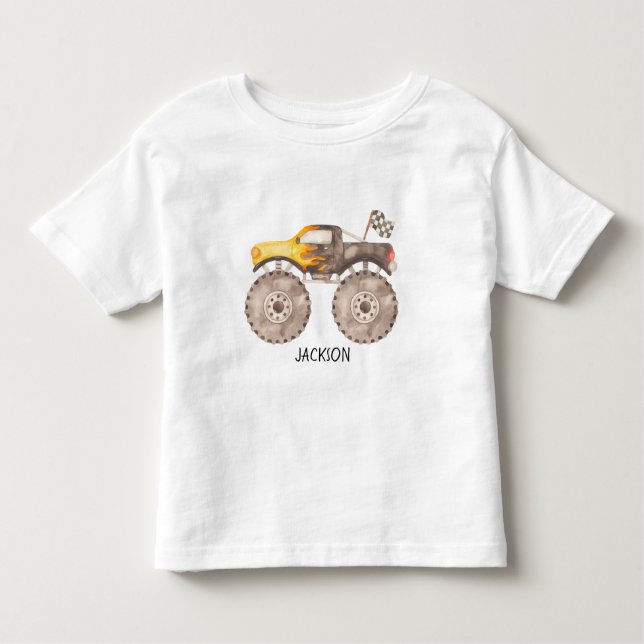 Camiseta infantil de caminhão monstro (Frente)