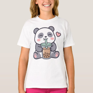 Camiseta Infantil de Chá de Bolhas de Panda Fofo