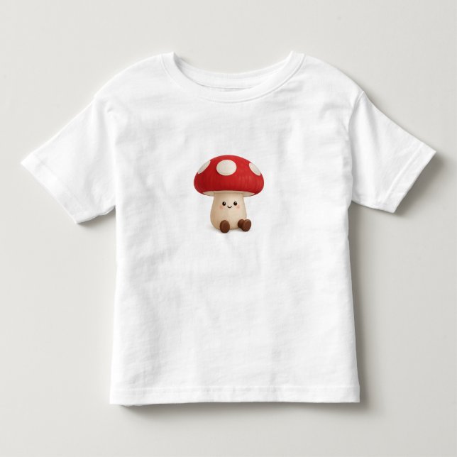 Camiseta Infantil de Cogumelo Kawaii Fofa (Frente)