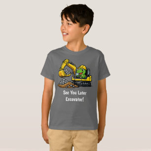 Camiseta Infantil de Construção com Escavadeira T-