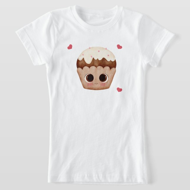 Camiseta Infantil de Cupcake de Chocolate Kawaii (Postura )