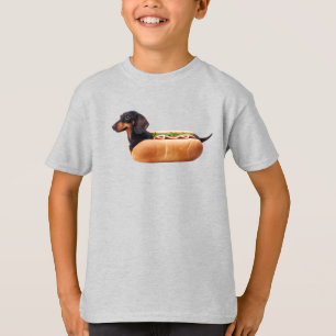Camiseta Infantil de Dachshund Divertido em um Pão